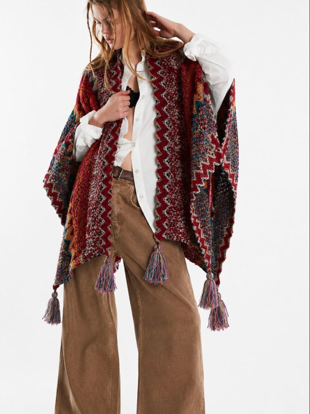 BOUTIQUE HIPPEE HARVEST TASSLE PONCHO